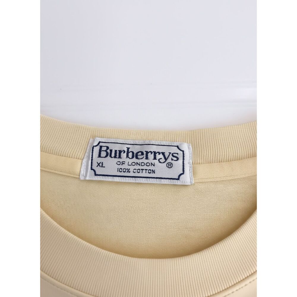 Vintage 90s Burberrys of London Embroidered Knight T-Shirt - XL - Pale Yellow - Picture 3 of 4